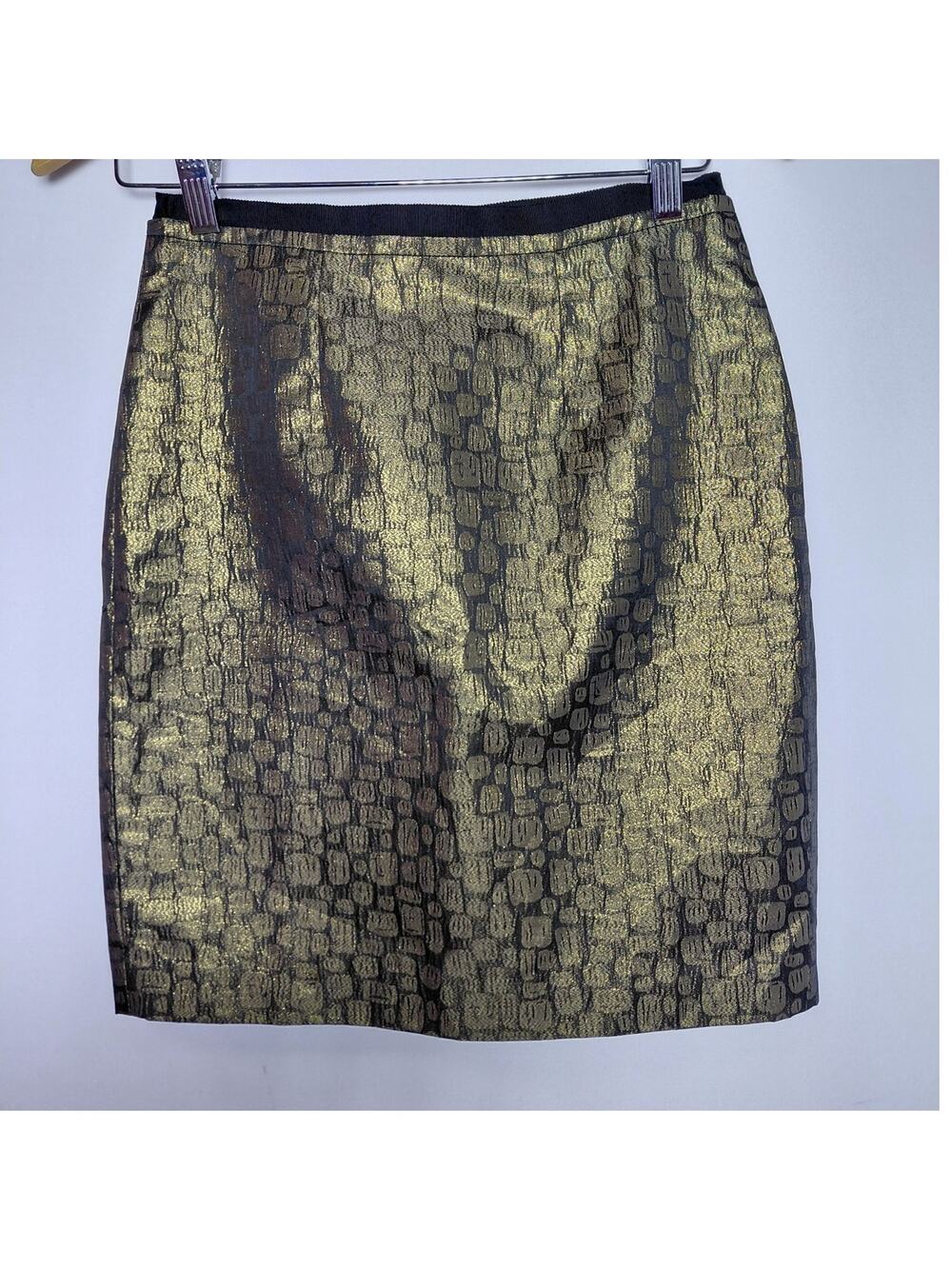 ANN TAYLOR LOFT petites Gold Metallic Skirt Solid Lined Women Size 0P
